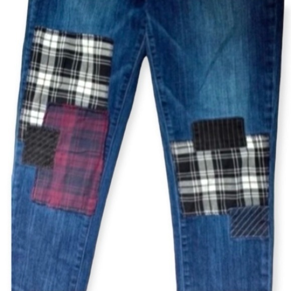 PAIGE JIMMY JIMMY PATCH PLAID BOYFRIEND JEANS SIZE 28 - Picture 5 of 13
